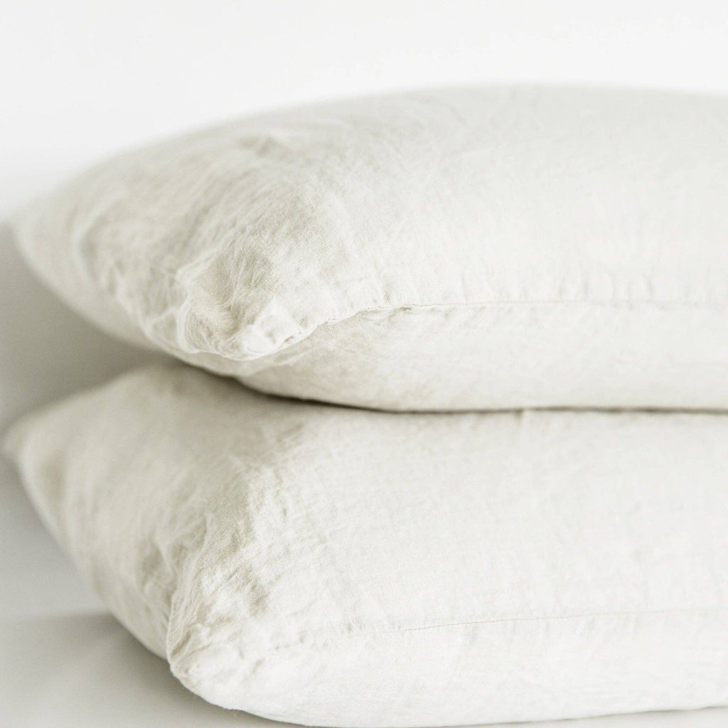 White Linen Pillowcases Queen Standard (Set of 2)