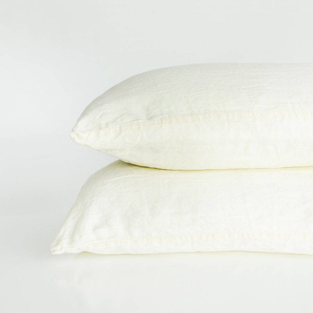 White Linen Pillowcases Queen Standard (Set of 2)