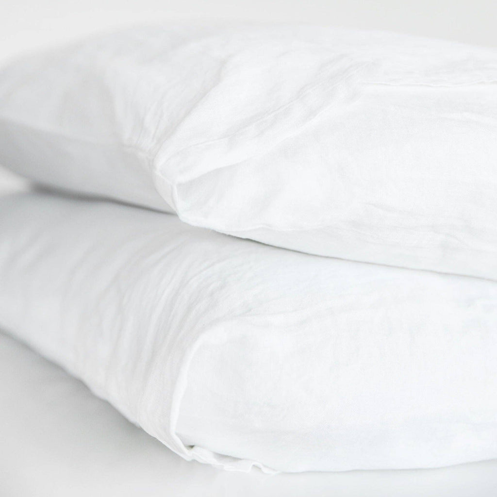 White Linen Pillowcases Queen Standard (Set of 2)