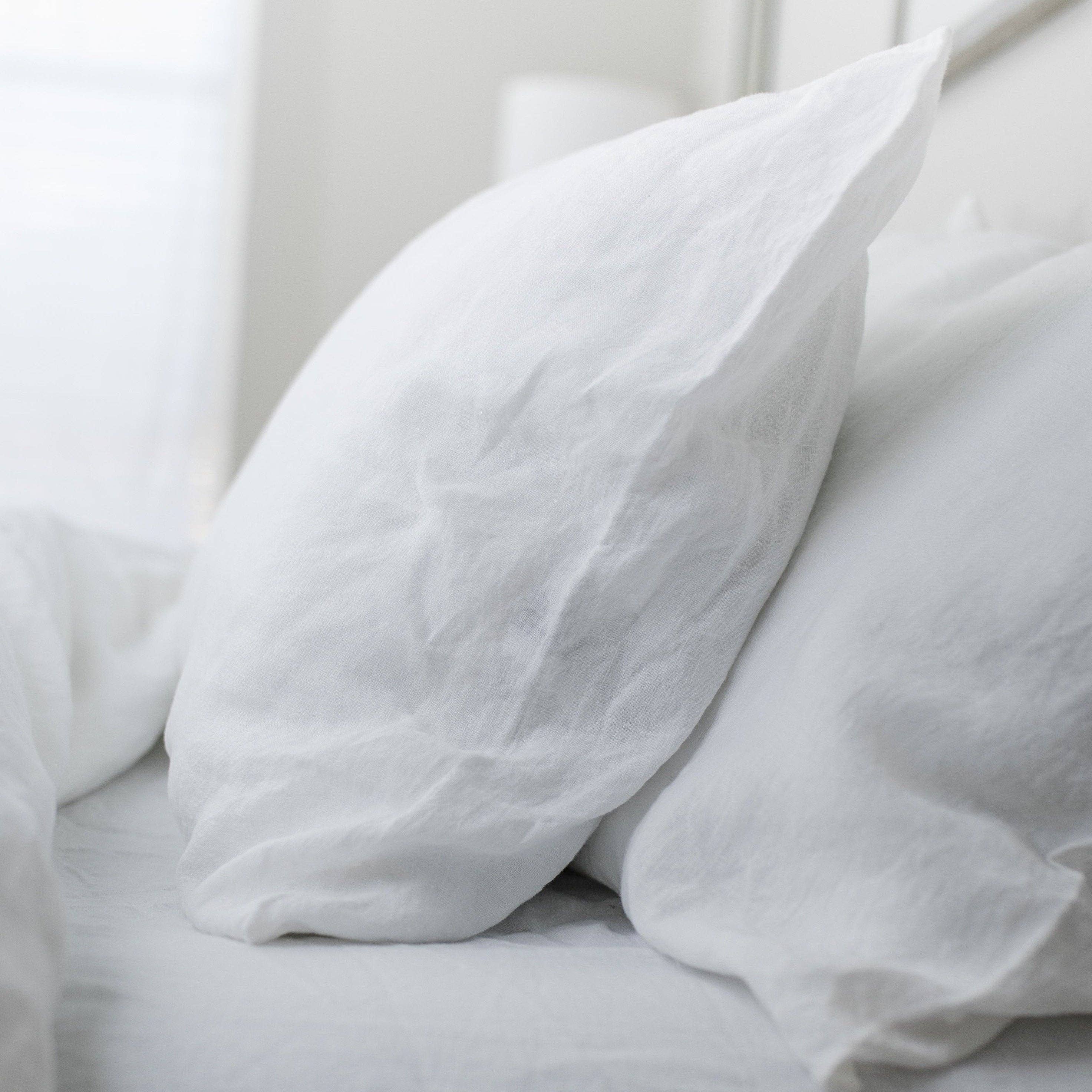 White Linen Pillowcases Queen Standard (Set of 2)