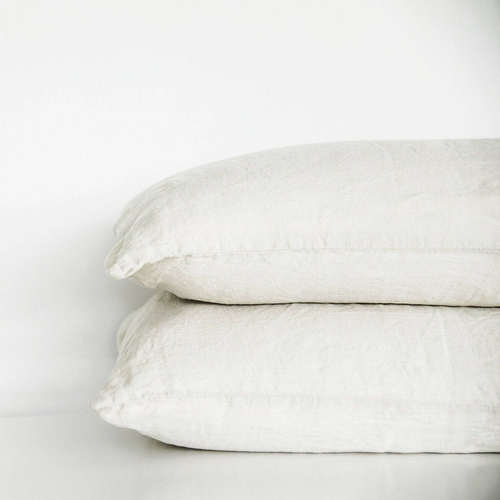 White Linen Pillowcases Queen Standard (Set of 2)