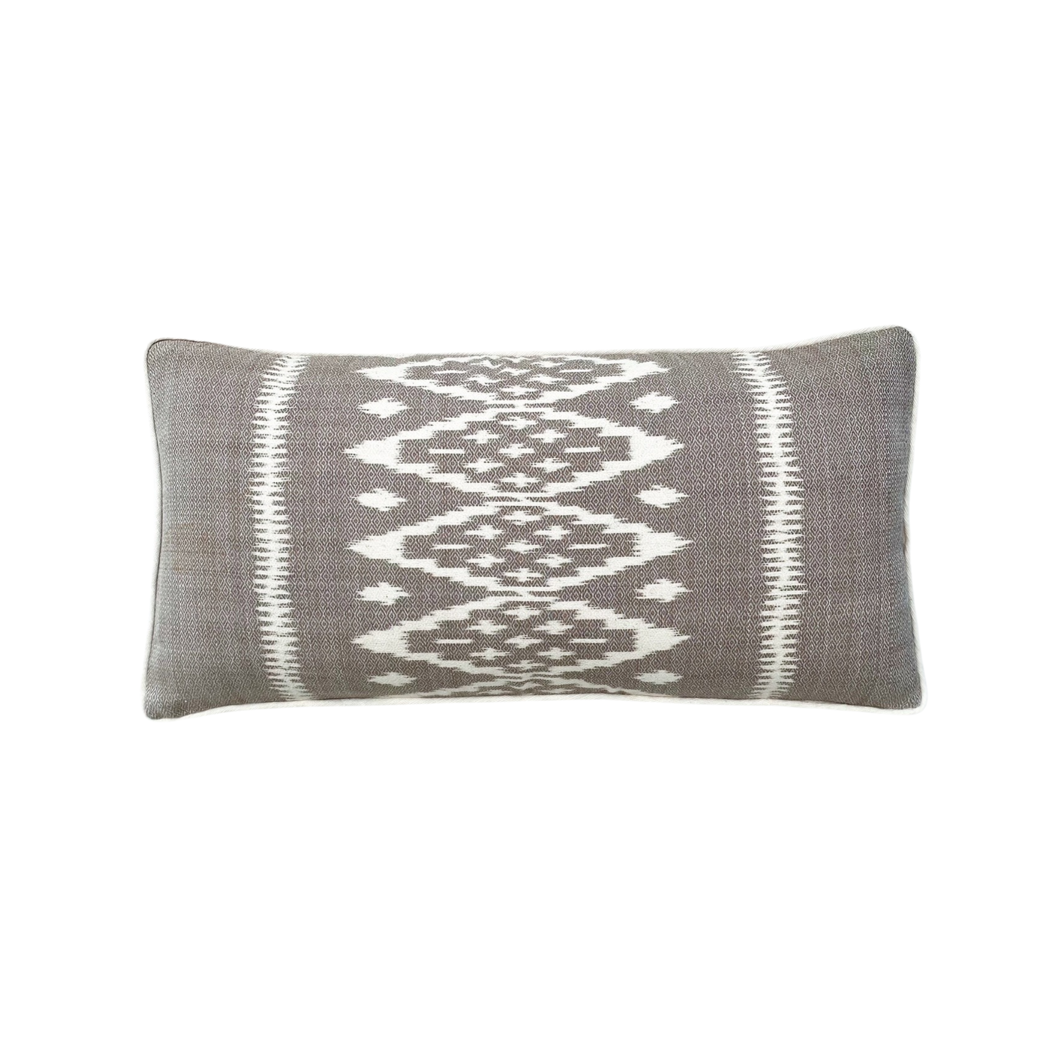 Global Inspired Lao Ikat Gray Pillow 12x24 with insert