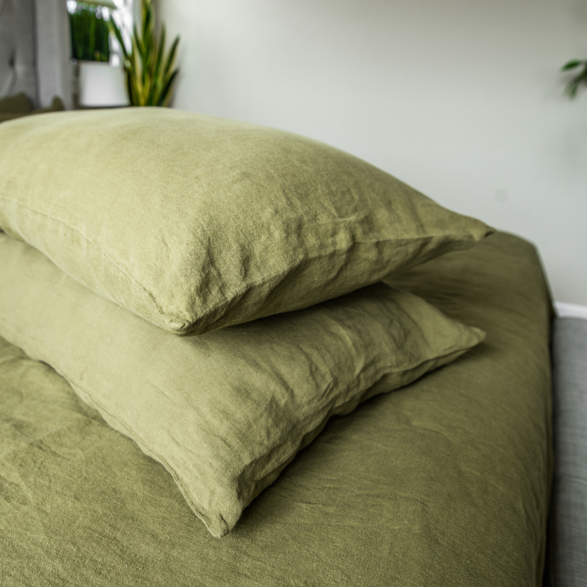 White Linen Pillowcases Queen Standard (Set of 2)