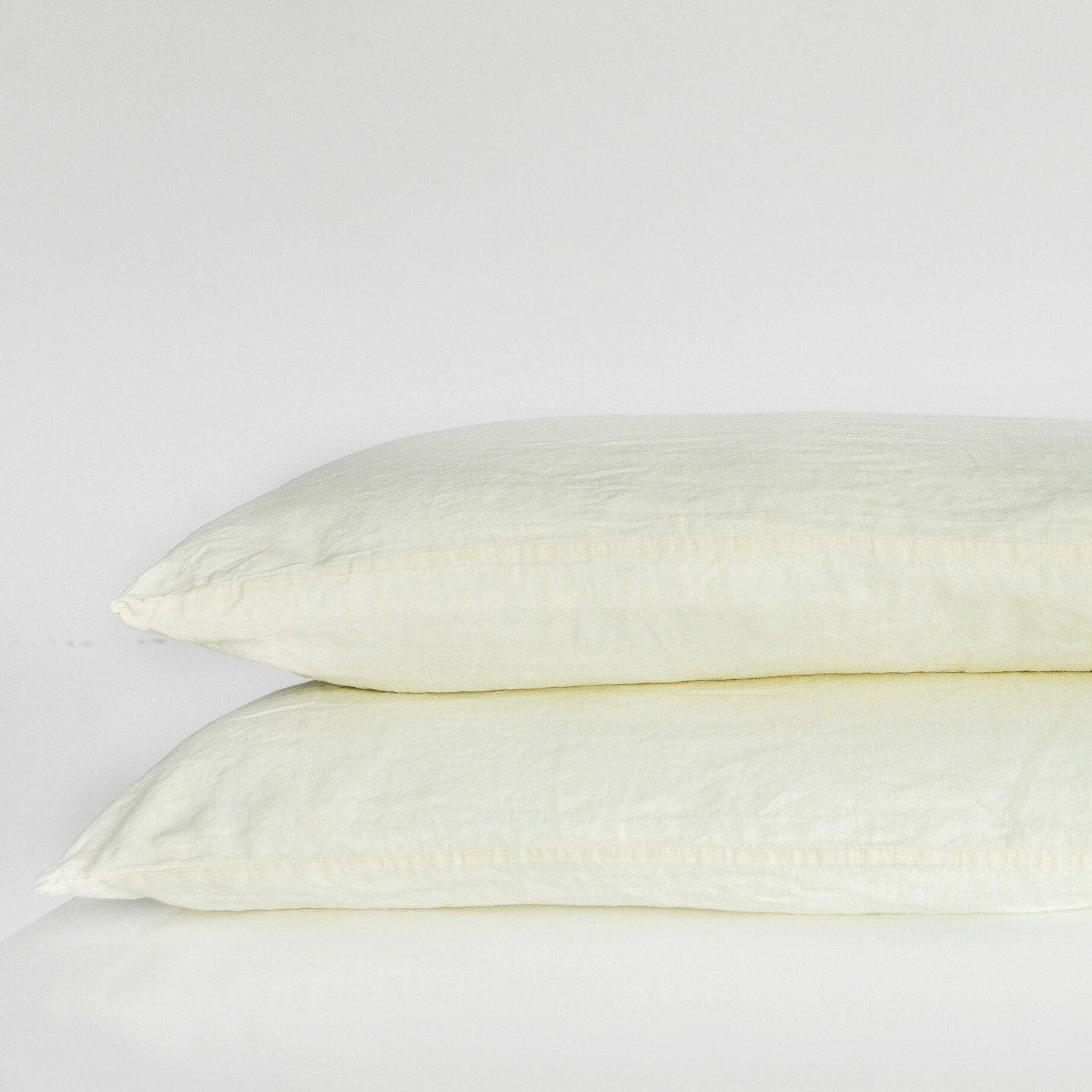 White Linen Pillowcases Queen Standard (Set of 2)