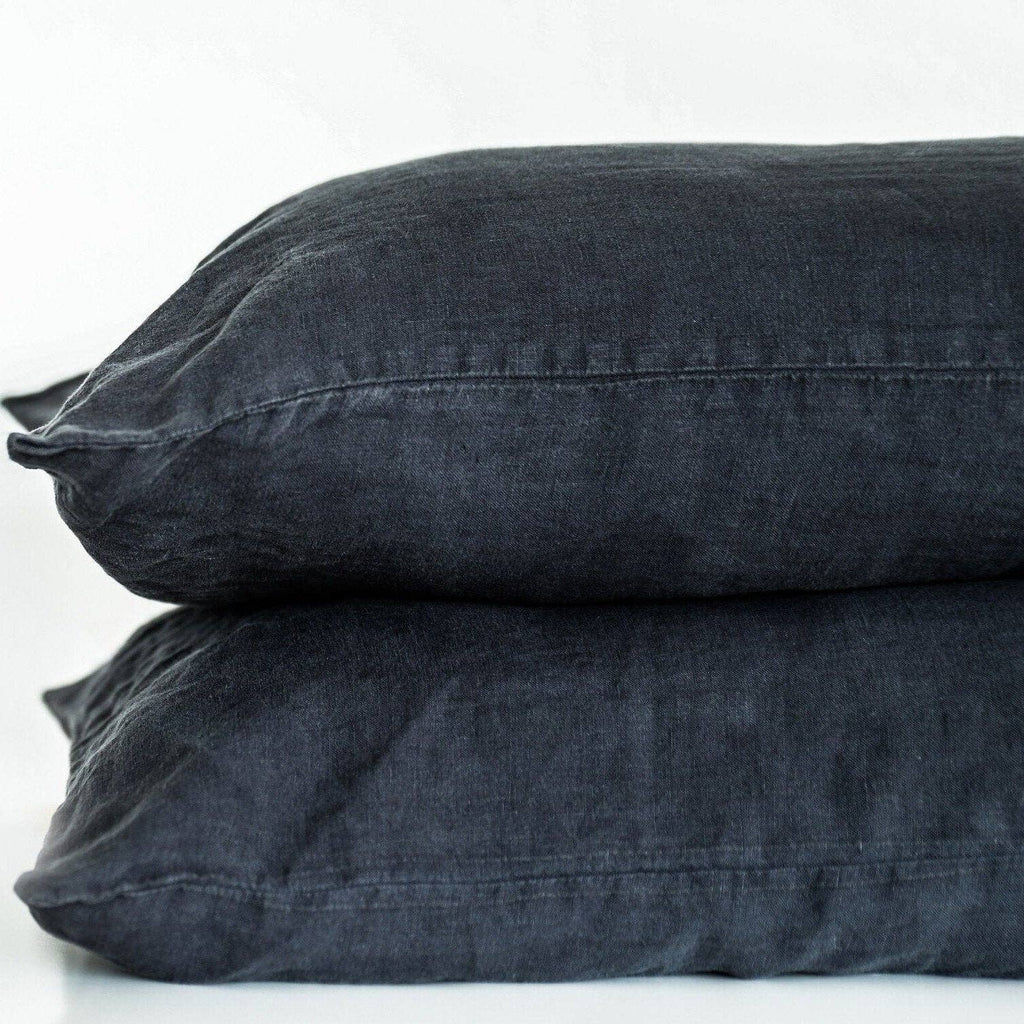 White Linen Pillowcases Queen Standard (Set of 2)