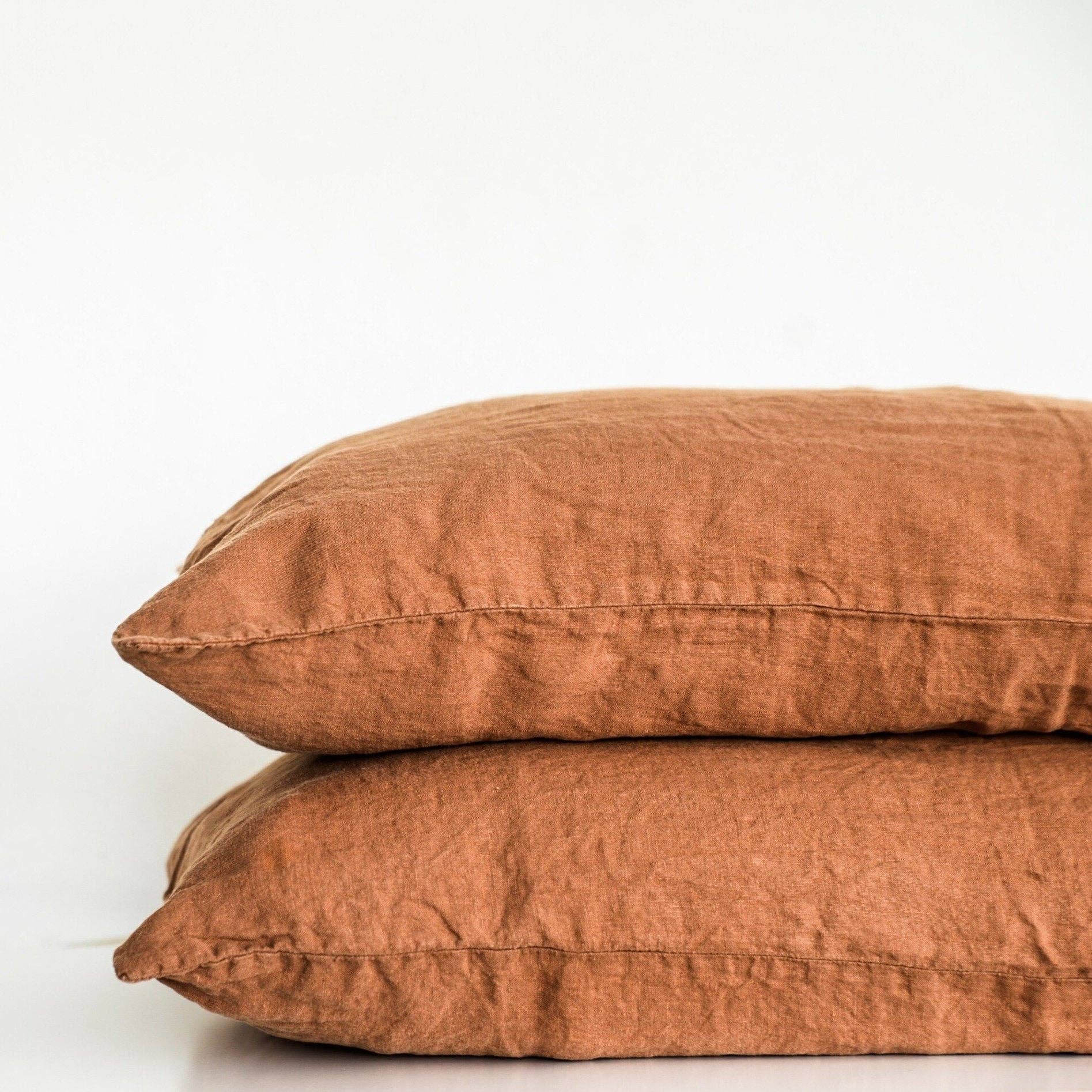 White Linen Pillowcases Queen Standard (Set of 2)
