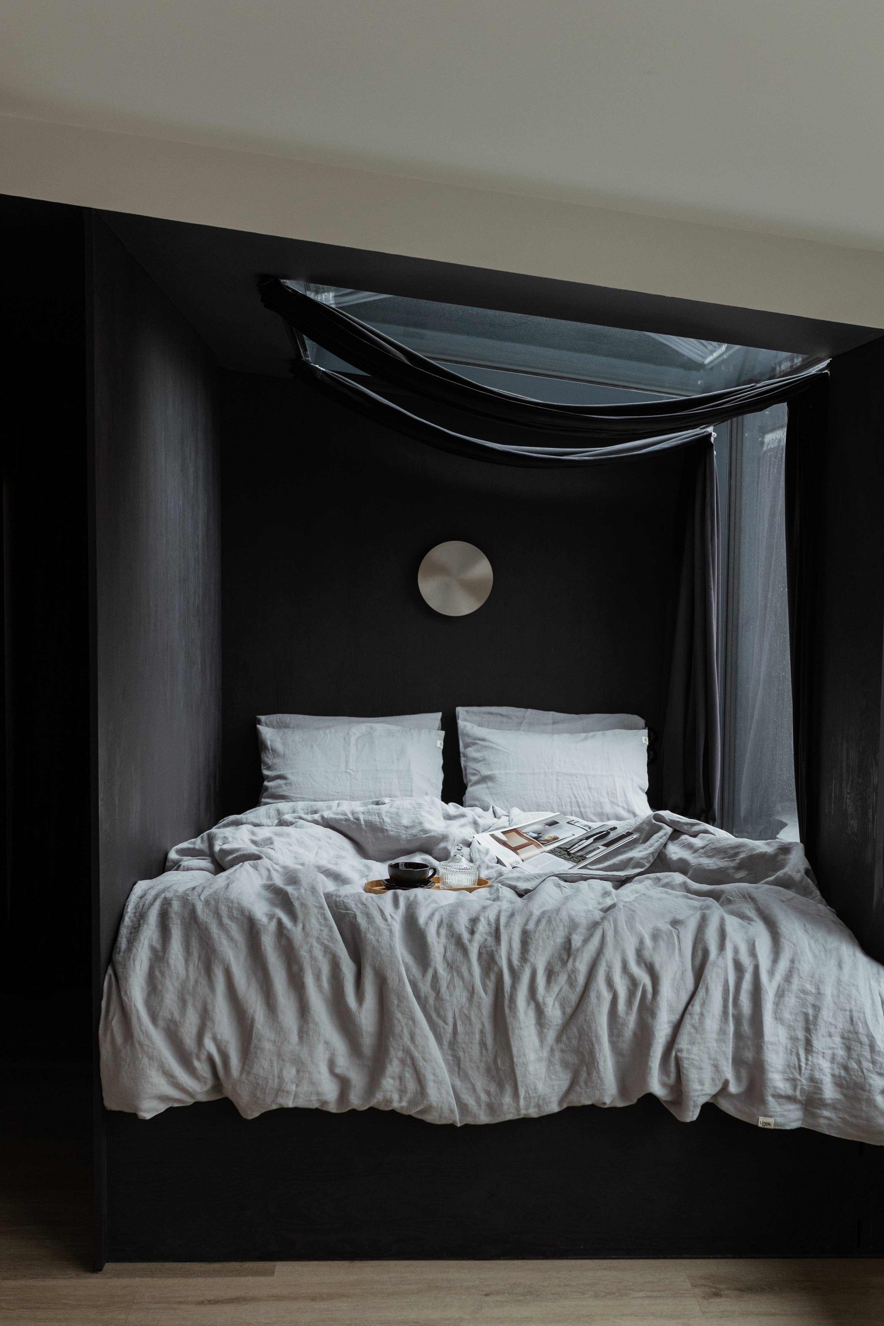 Modern Light Grey Linen Duvet Bedding Set King